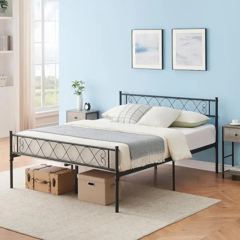Struttura letto a piattaforma con testiera in ferro battuto "Sweet Heart"