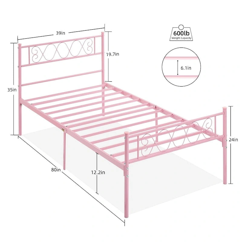 Struttura letto a piattaforma con testiera in ferro battuto "Sweet Heart"