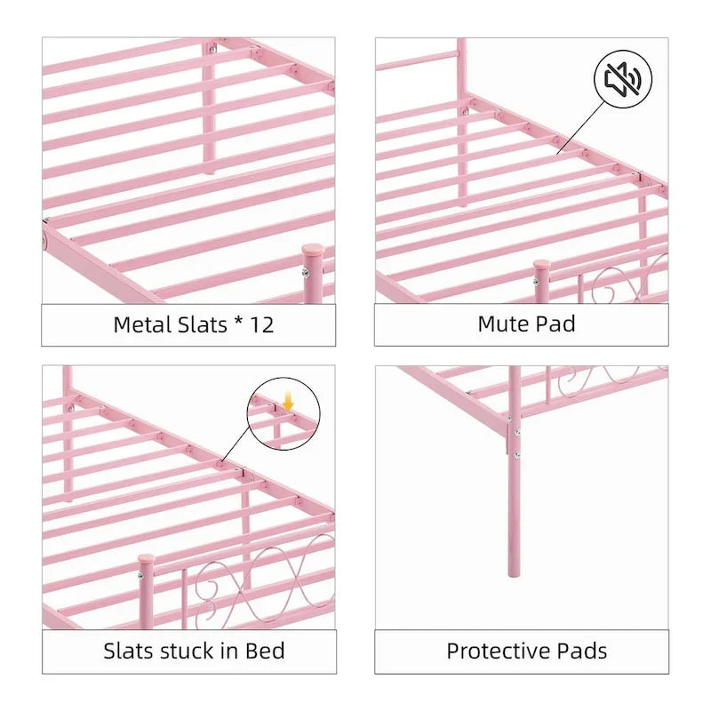 Struttura letto a piattaforma con testiera in ferro battuto "Sweet Heart"