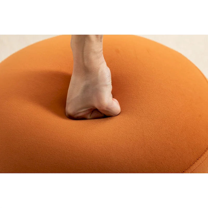 Sgabello poggiapiedi rotondo in morbido velluto con pouf ottomano