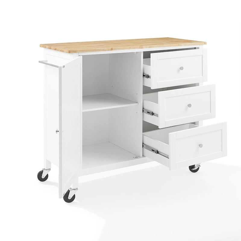 Carrello da cucina con isola con piano in legno, stile Shaker, 18P x 42,13L x 37,5A