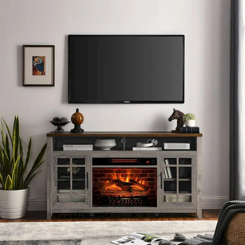Mobile TV da 55 pollici con caminetto elettrico e inserto riscaldante KD