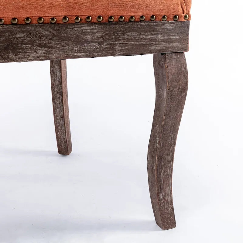 Sedia da pranzo Ultra SideSedie in tessuto ispessito con gambe in legno massello dai toni neutriTesta del chiodo color bronzoSet di 2Blu