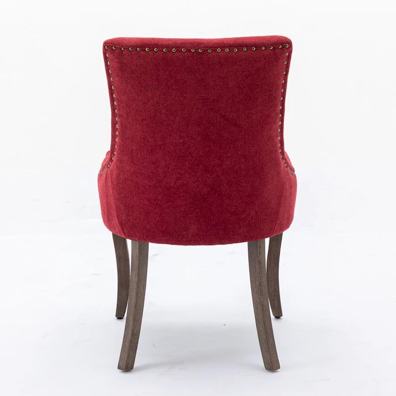 Sedia da pranzo Ultra SideSedie in tessuto ispessito con gambe in legno massello dai toni neutriTesta del chiodo color bronzoSet di 2Blu