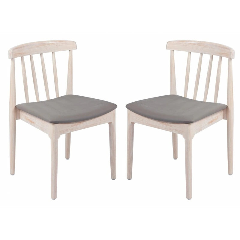 Sedia da pranzo commerciale in legno massello con sedile imbottito in vinile - Set da 2
