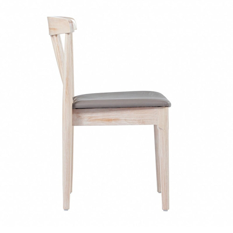 Sedia da pranzo commerciale in legno massello con sedile imbottito in vinile - Set da 2