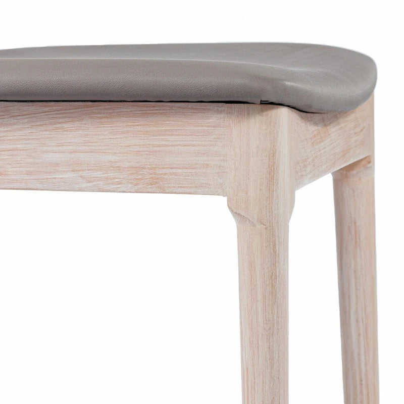 Sedia da pranzo commerciale in legno massello con sedile imbottito in vinile - Set da 2