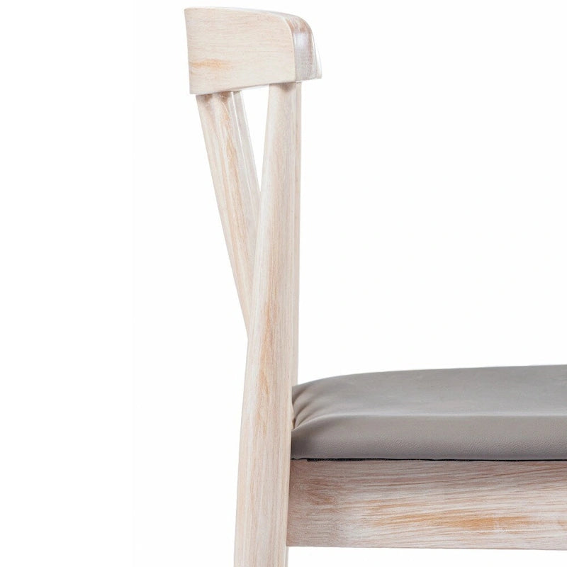 Sedia da pranzo commerciale in legno massello con sedile imbottito in vinile - Set da 2