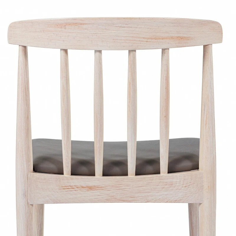Sedia da pranzo commerciale in legno massello con sedile imbottito in vinile - Set da 2