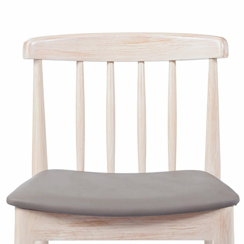 Sedia da pranzo commerciale in legno massello con sedile imbottito in vinile - Set da 2