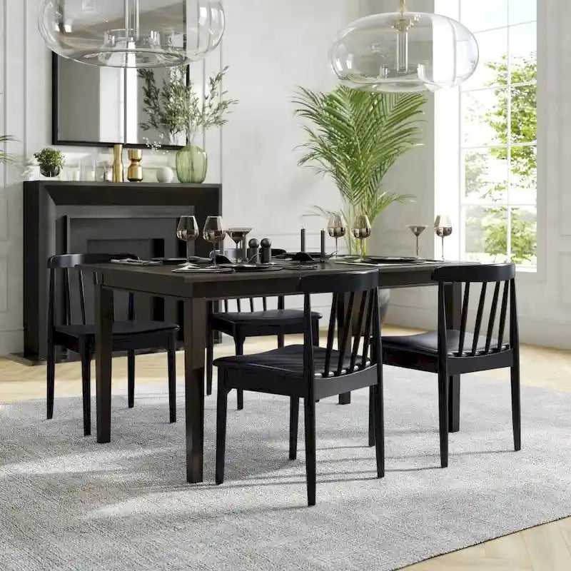 Sedia da pranzo commerciale in legno massello con sedile imbottito in vinile - Set da 2