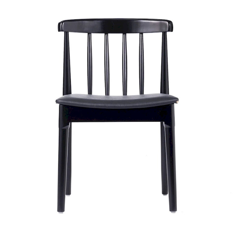 Sedia da pranzo commerciale in legno massello con sedile imbottito in vinile - Set da 2