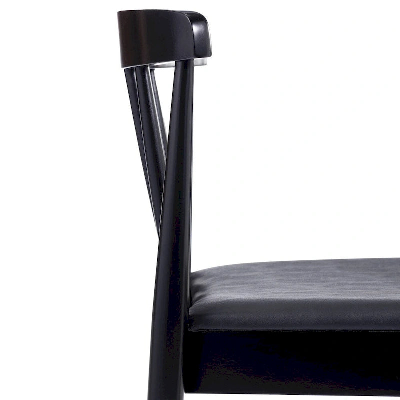 Sedia da pranzo commerciale in legno massello con sedile imbottito in vinile - Set da 2