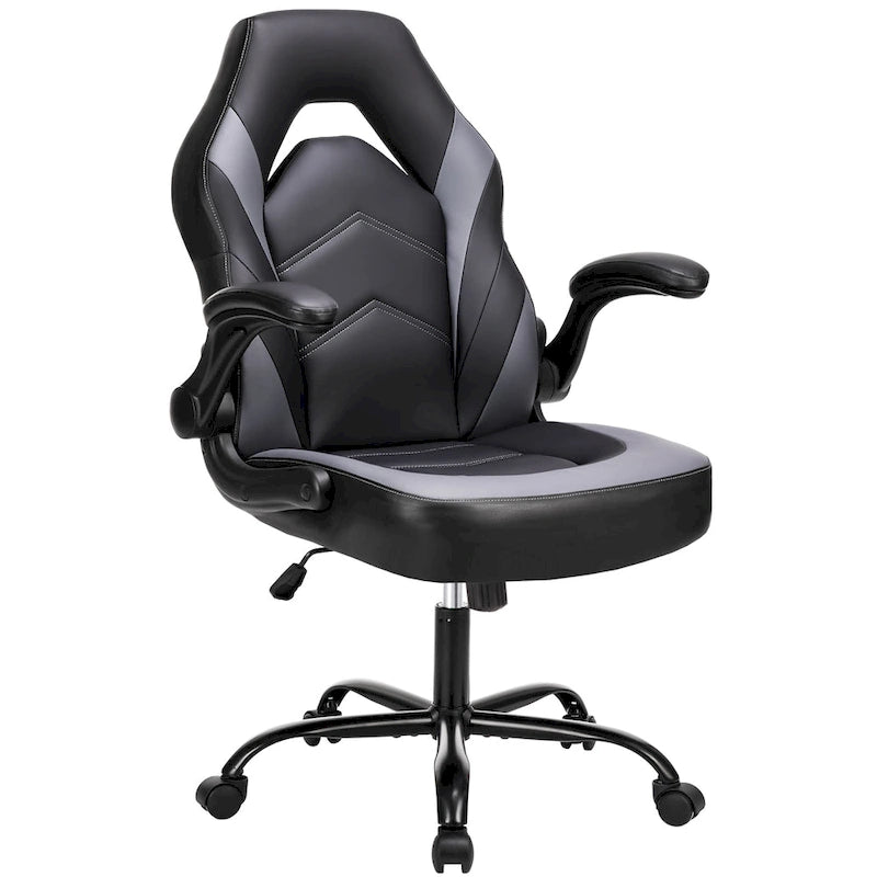 Sedia da computer in pelle PU Sedia da ufficio ergonomica Sedia da gaming con supporto lombare, Sedie da scrivania girevoli con braccioli ribaltabili