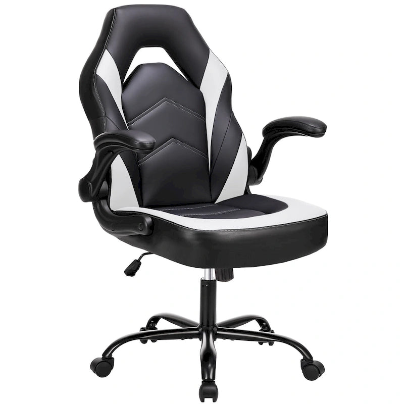 Sedia da computer in pelle PU Sedia da ufficio ergonomica Sedia da gaming con supporto lombare, Sedie da scrivania girevoli con braccioli ribaltabili