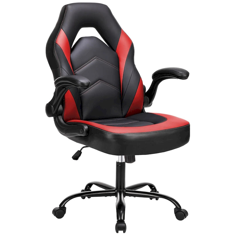 Sedia da computer in pelle PU Sedia da ufficio ergonomica Sedia da gaming con supporto lombare, Sedie da scrivania girevoli con braccioli ribaltabili