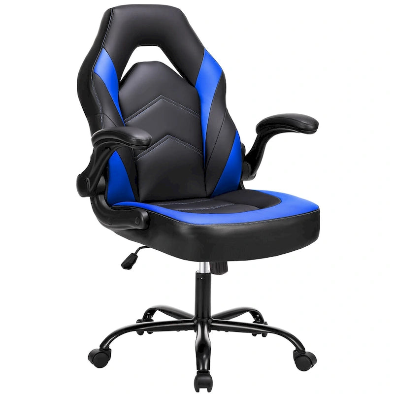 Sedia da computer in pelle PU Sedia da ufficio ergonomica Sedia da gaming con supporto lombare, Sedie da scrivania girevoli con braccioli ribaltabili