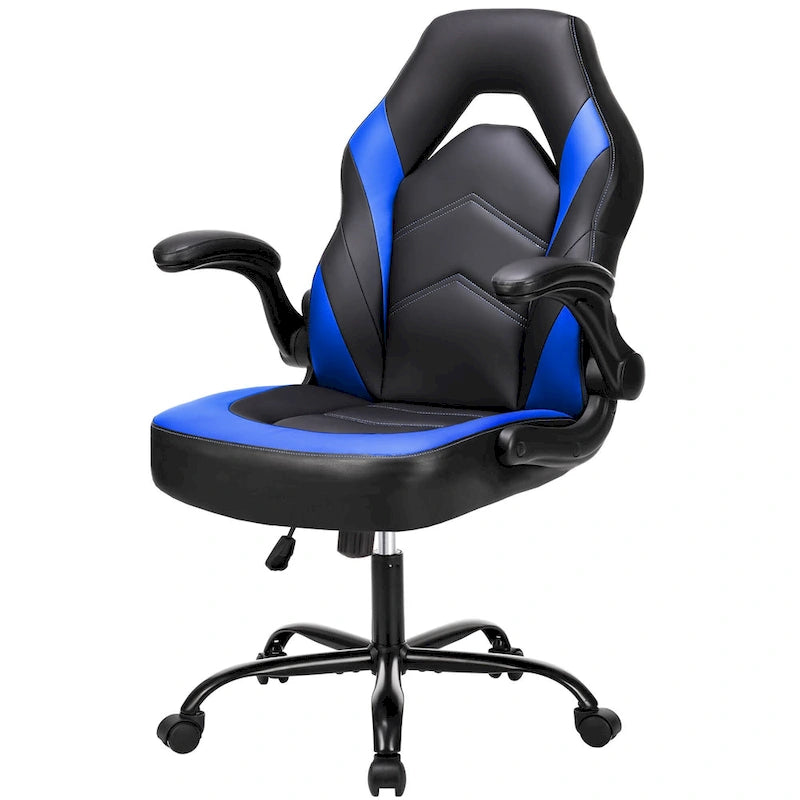 Sedia da computer in pelle PU Sedia da ufficio ergonomica Sedia da gaming con supporto lombare, Sedie da scrivania girevoli con braccioli ribaltabili