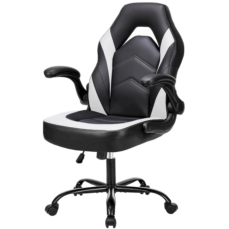 Sedia da computer in pelle PU Sedia da ufficio ergonomica Sedia da gaming con supporto lombare, Sedie da scrivania girevoli con braccioli ribaltabili