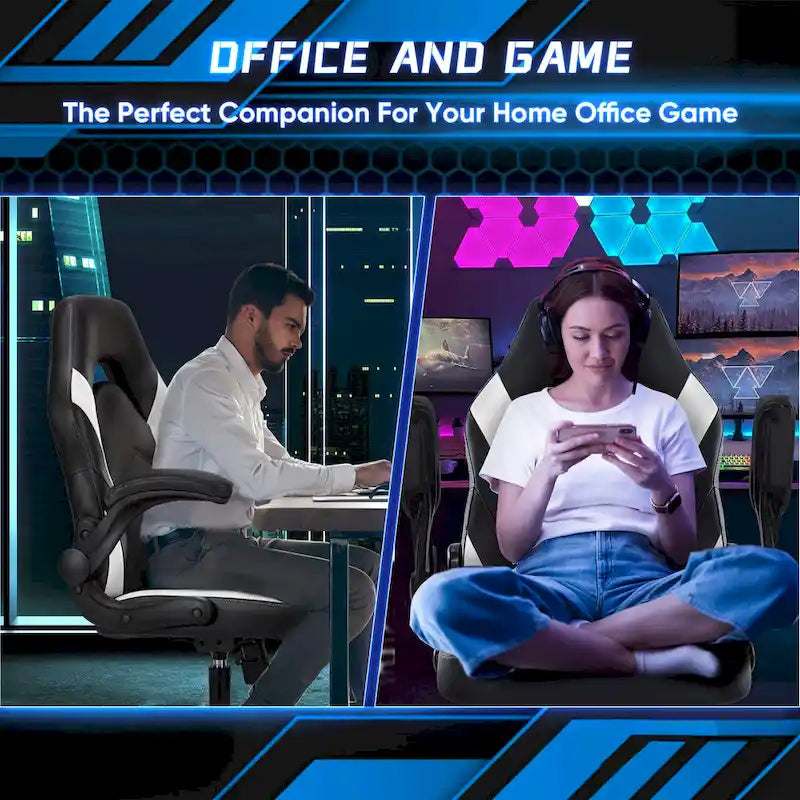 Sedia da computer in pelle PU Sedia da ufficio ergonomica Sedia da gaming con supporto lombare, Sedie da scrivania girevoli con braccioli ribaltabili