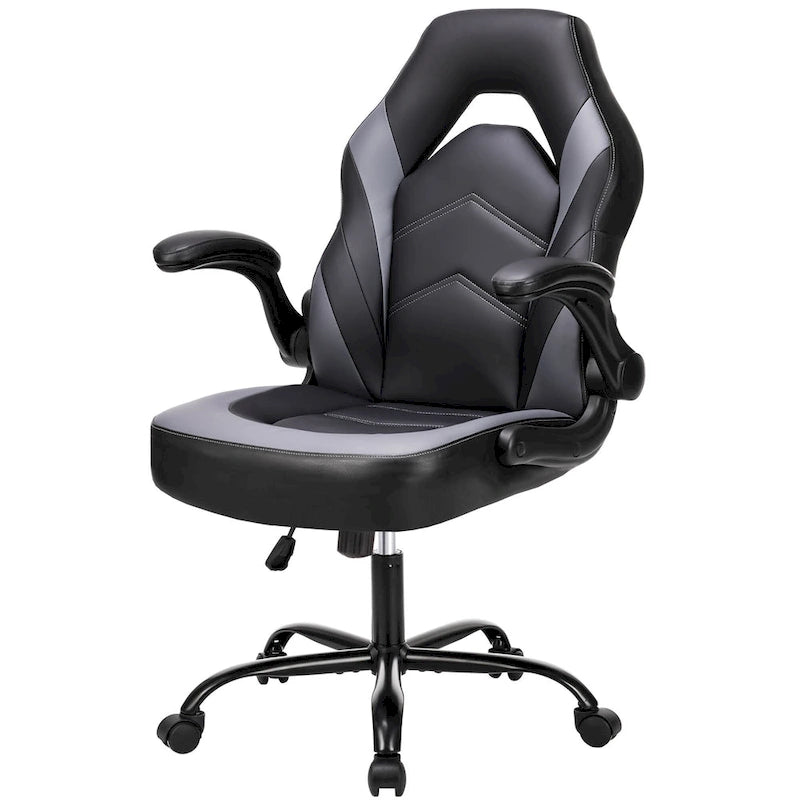 Sedia da computer in pelle PU Sedia da ufficio ergonomica Sedia da gaming con supporto lombare, Sedie da scrivania girevoli con braccioli ribaltabili