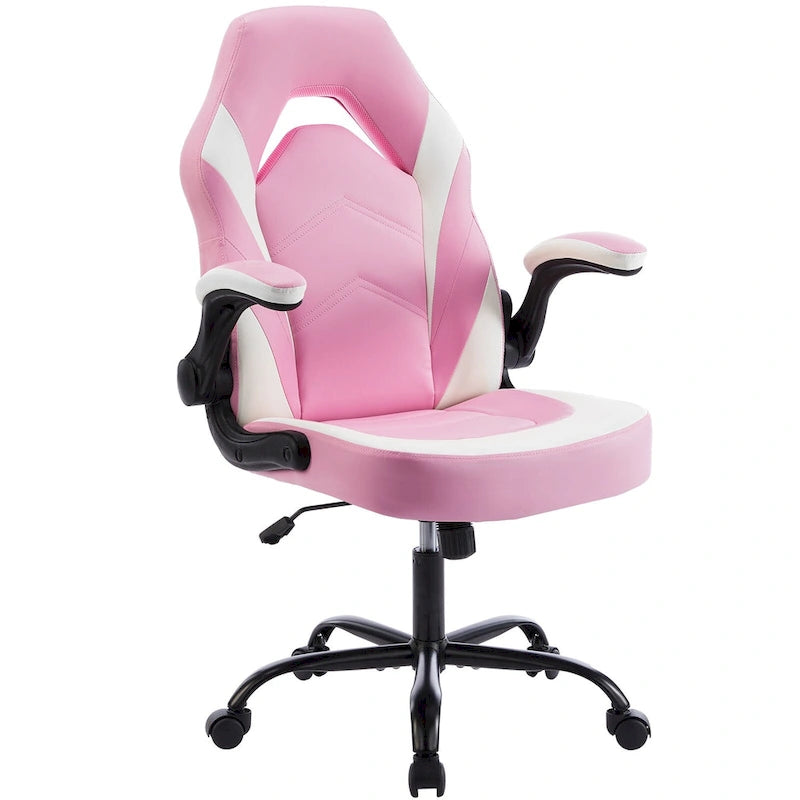 Sedia da computer in pelle PU Sedia da ufficio ergonomica Sedia da gaming con supporto lombare, Sedie da scrivania girevoli con braccioli ribaltabili