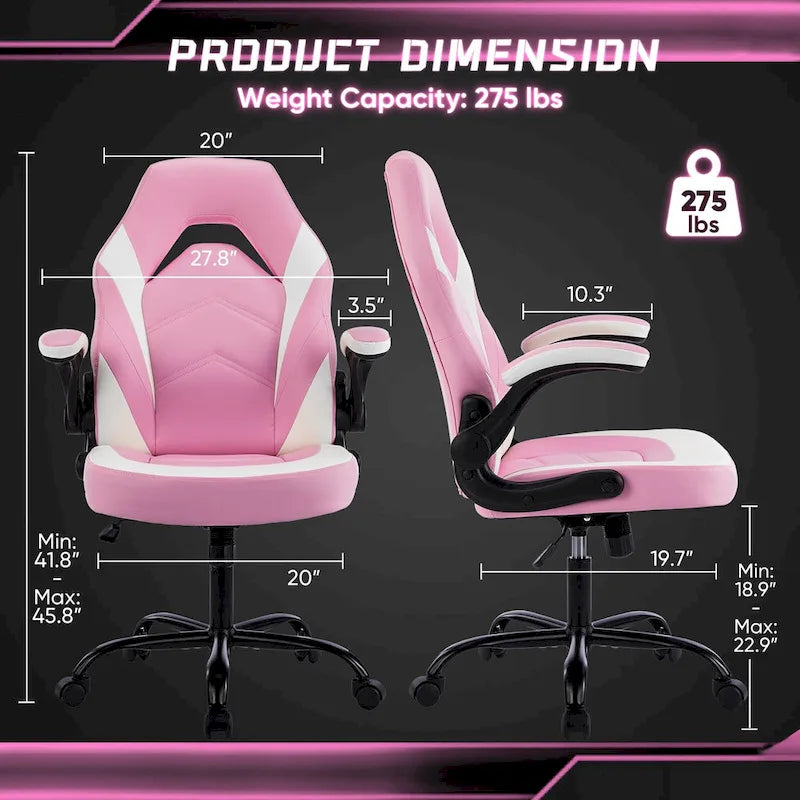 Sedia da computer in pelle PU Sedia da ufficio ergonomica Sedia da gaming con supporto lombare, Sedie da scrivania girevoli con braccioli ribaltabili