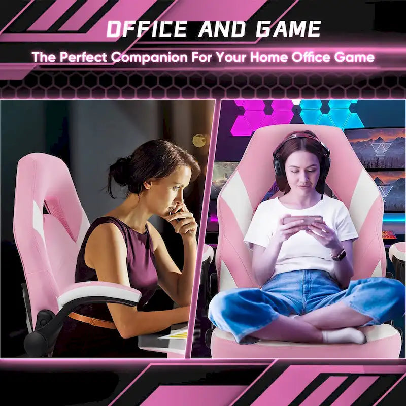 Sedia da computer in pelle PU Sedia da ufficio ergonomica Sedia da gaming con supporto lombare, Sedie da scrivania girevoli con braccioli ribaltabili