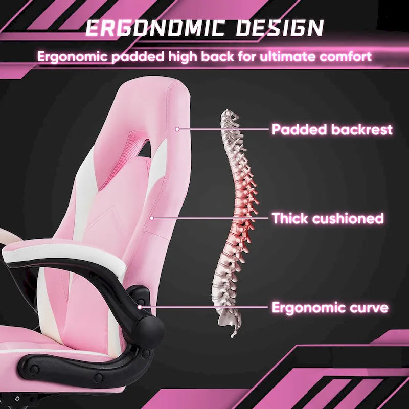 Sedia da computer in pelle PU Sedia da ufficio ergonomica Sedia da gaming con supporto lombare, Sedie da scrivania girevoli con braccioli ribaltabili