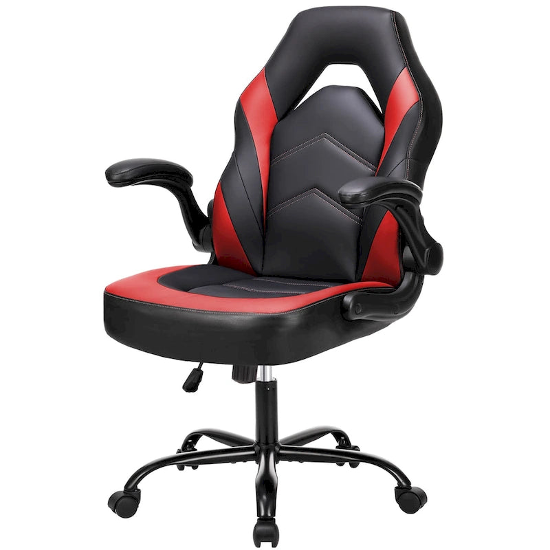 Sedia da computer in pelle PU Sedia da ufficio ergonomica Sedia da gaming con supporto lombare, Sedie da scrivania girevoli con braccioli ribaltabili