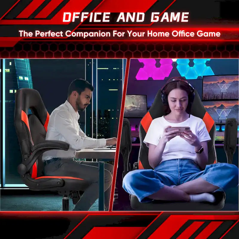 Sedia da computer in pelle PU Sedia da ufficio ergonomica Sedia da gaming con supporto lombare, Sedie da scrivania girevoli con braccioli ribaltabili