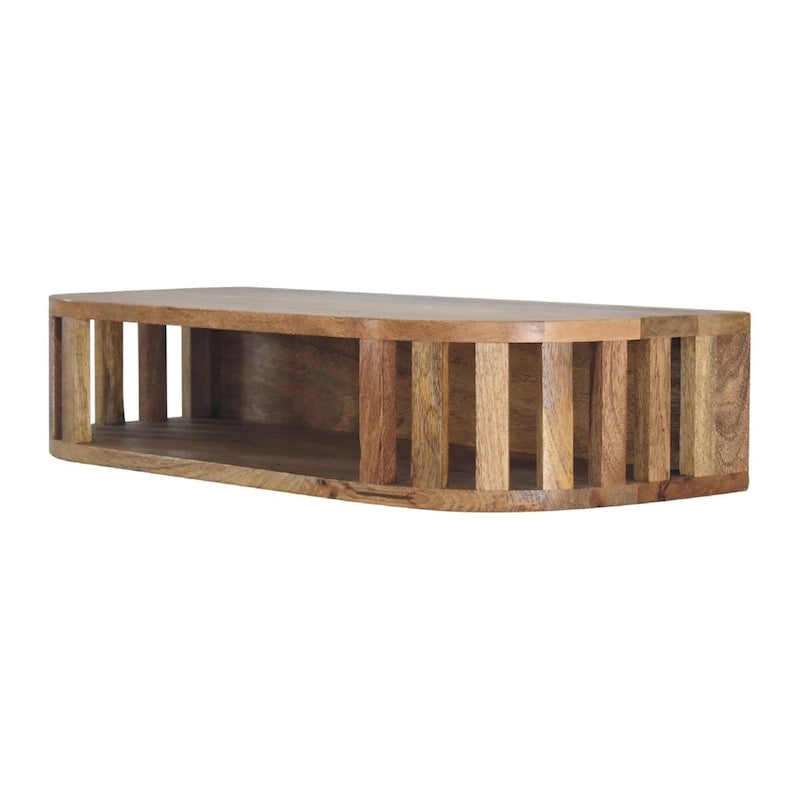 Tavolino Consolle Sospeso a Parete, Legno Massello di Mango, Design Giapponese
