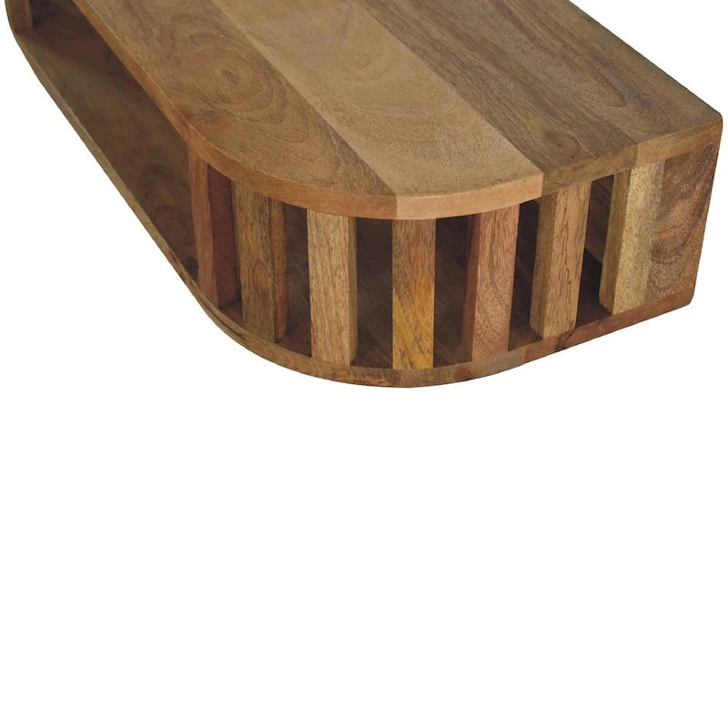 Tavolino Consolle Sospeso a Parete, Legno Massello di Mango, Design Giapponese