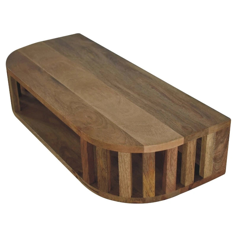 Tavolino Consolle Sospeso a Parete, Legno Massello di Mango, Design Giapponese