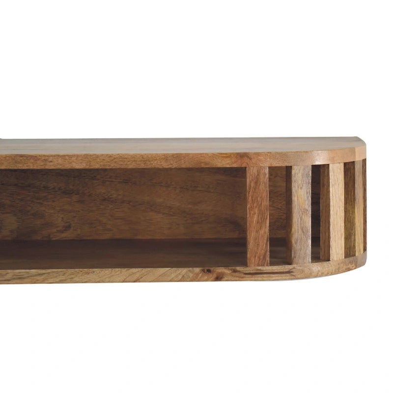 Tavolino Consolle Sospeso a Parete, Legno Massello di Mango, Design Giapponese