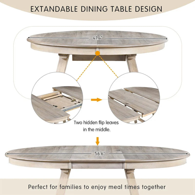 Tavolo da pranzo rotondo allungabile in legno