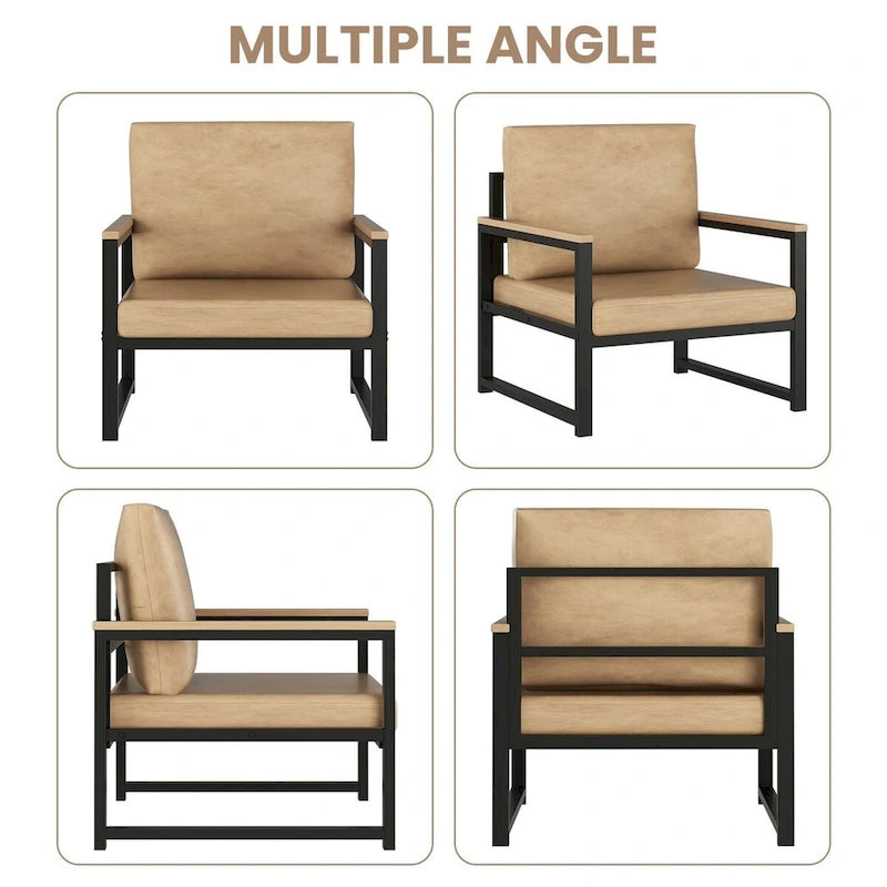 Poltrona Singola Moderna con Braccioli, in Pelle PU, per Soggiorno Ufficio Camera da Letto
